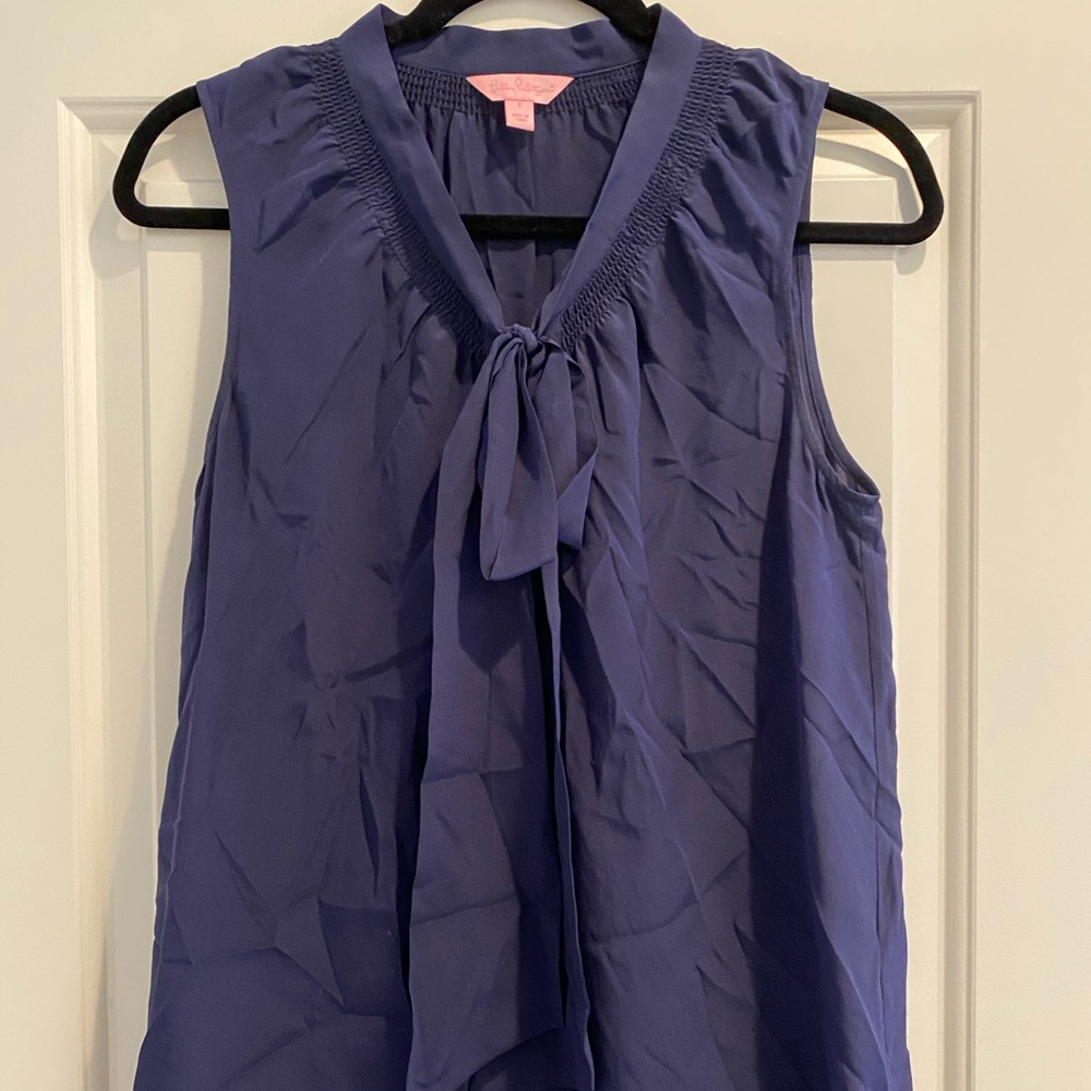 Lilly Pulitzer Silk Front Bow Blouse